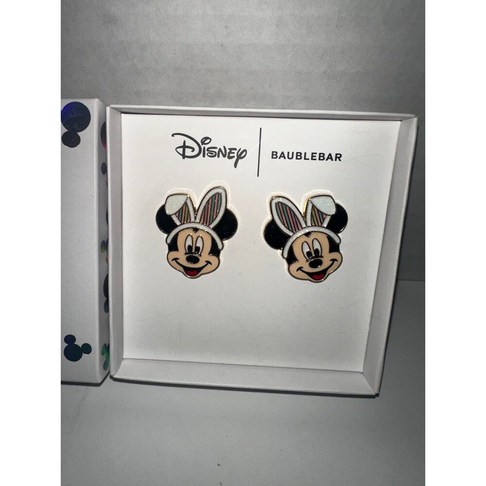 Disney BaubleBar Mickey Mouse Bunny Ears Easter Stud Earrings New in Box